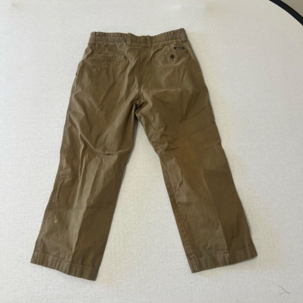Eddie Bauer Mens 34 Khaki Pleated Chino Pants Classic Fit 100% Cotton Tan